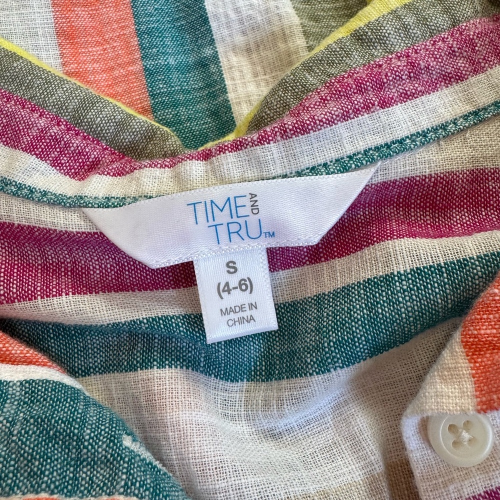 Colorful Fun Striped Dress- button down, summer party - Picture 4 of 4